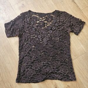 Elegant Lace Women Top - Black and Brown